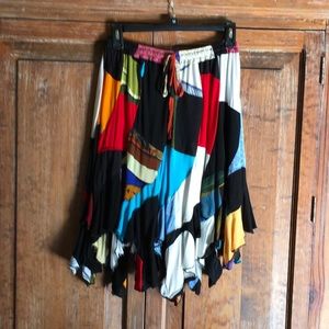Multi Color Skirt with Zig Zag Hem